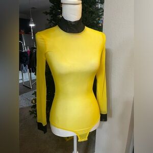 I AM GIA MESH YELLOW BODY SUIT